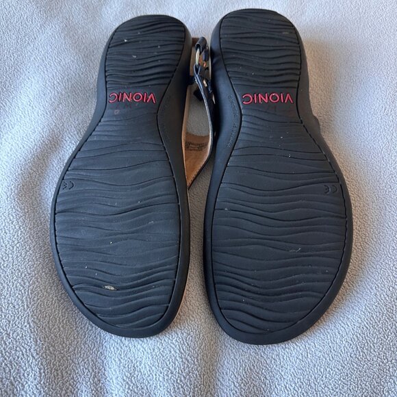 Vionic Sandal Women 9.5 Rest Kirra Strap Orthotic Leather Black TVW5126 Thong - Picture 6 of 9